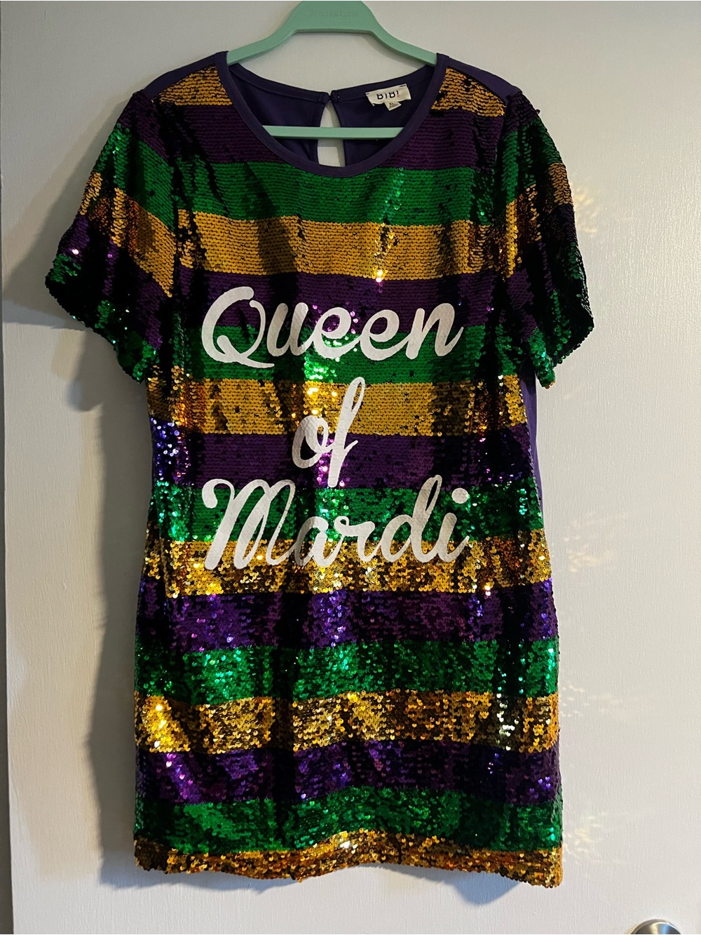 BiBi Sequin Mini Dress in Purple, Green & Gold - Queen of Mardi